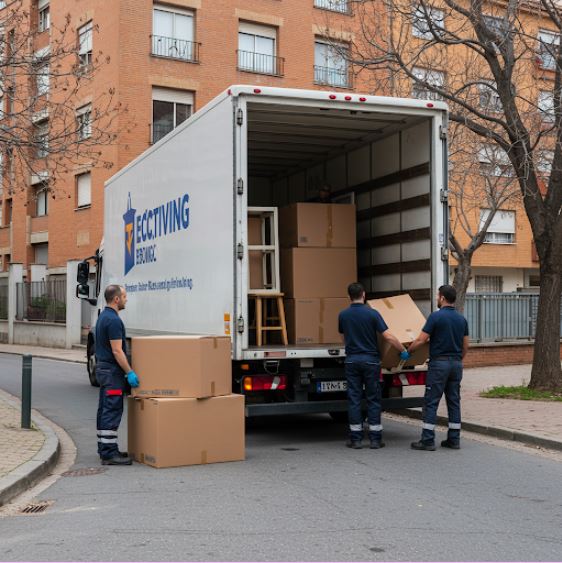 Imagenes texto, hombres descargando un camión