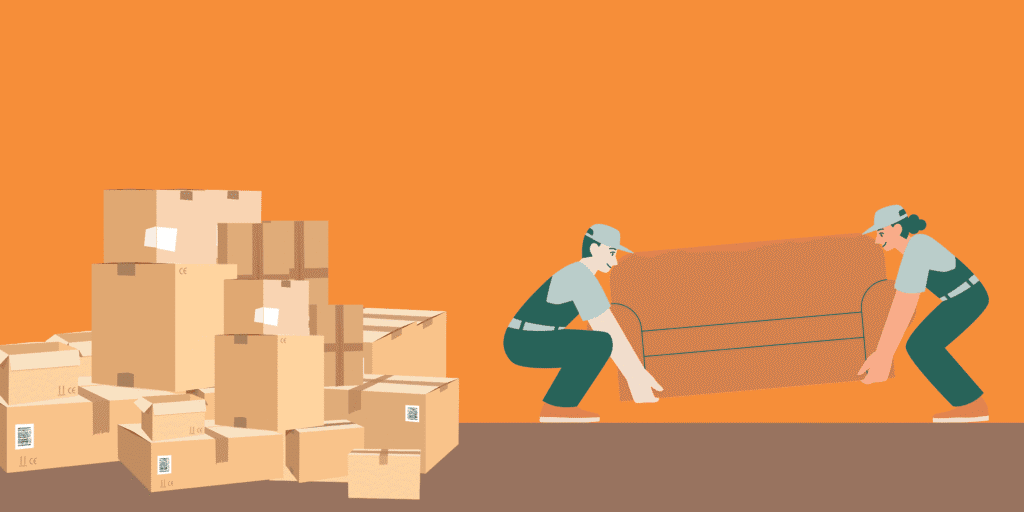 Dos personas levantando cajas.